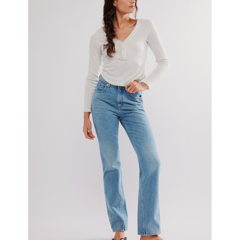 Free People Light Blue Straight Leg Jeans